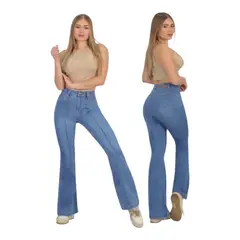 HERIEL - Jeans Flare Push Up Acampanado Levanta Cola Corte Colombiano