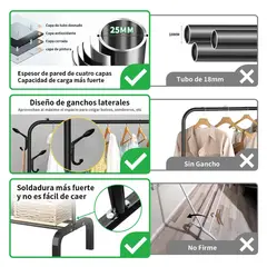 GENERICO - Perchero Organizador Colgante De Ropa Tubo Engrosado Negro