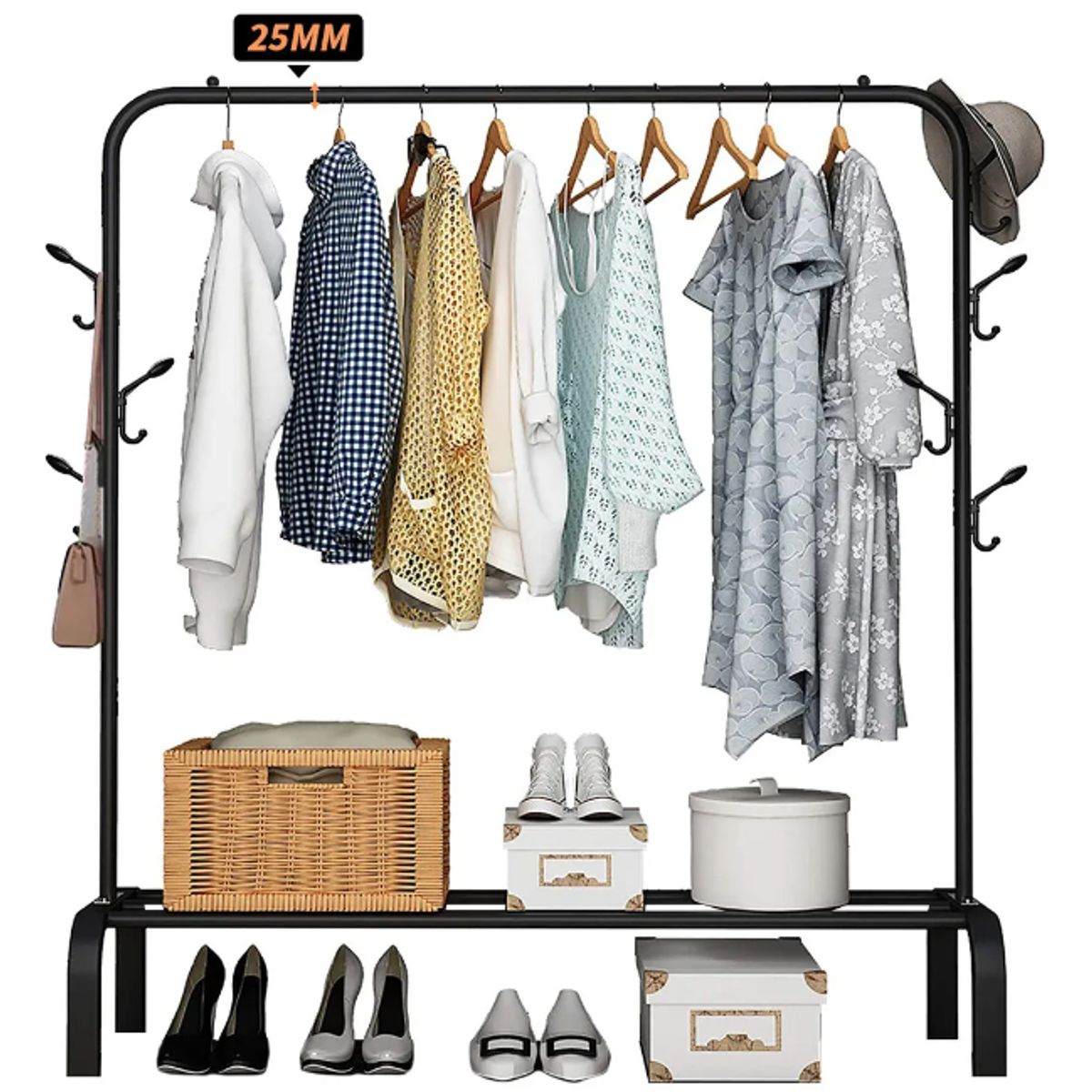 GENERICO - Perchero Organizador Colgante De Ropa Tubo Engrosado Negro