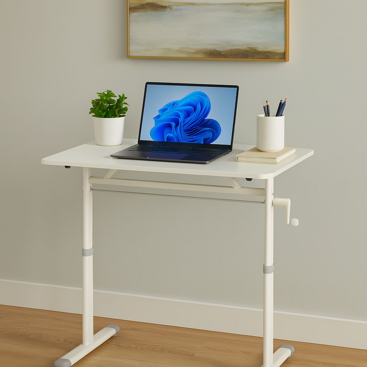 COSAS CASA - Escritorio con Altura Ajustable 100x60x63-86cm Funcional Tenerife Blanco