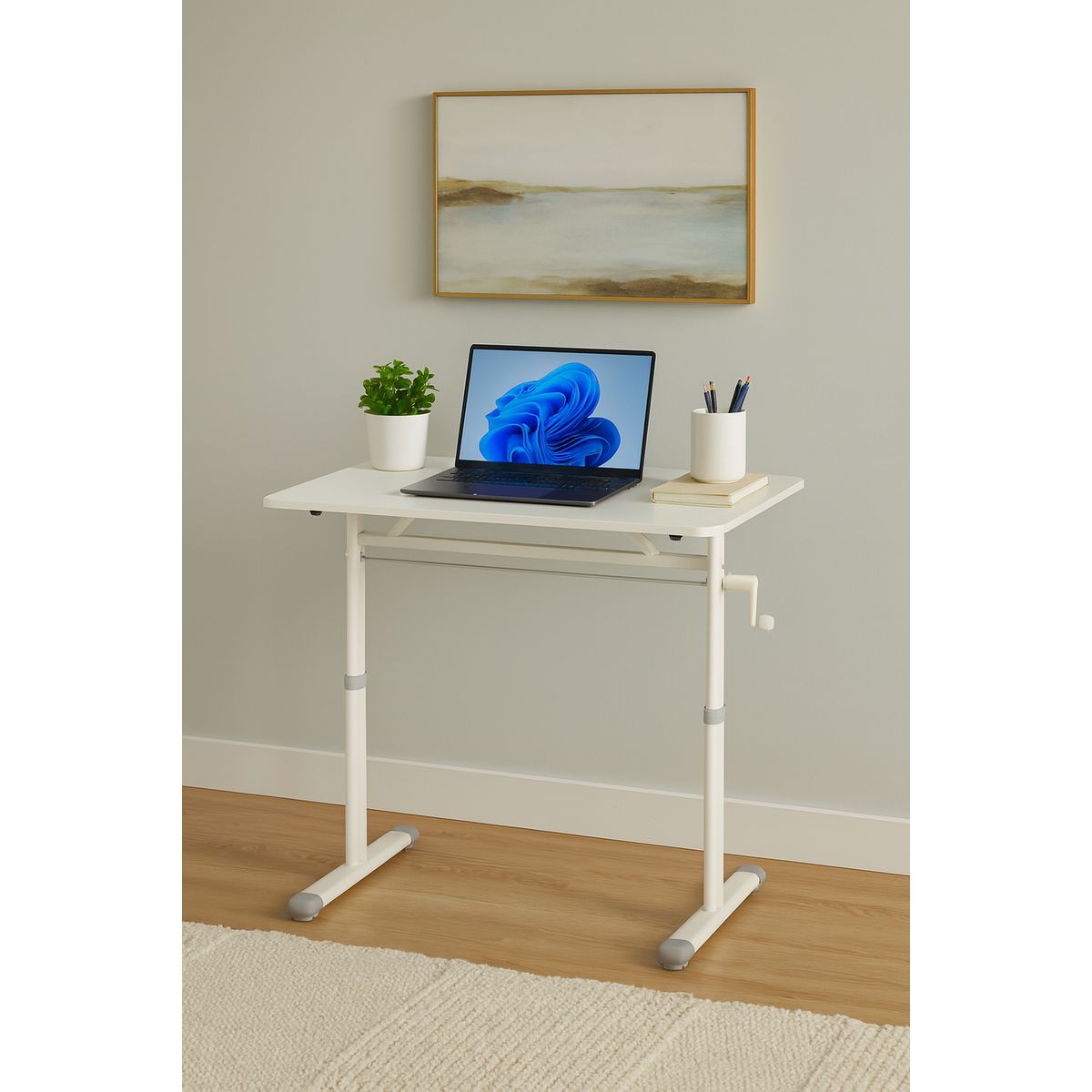 COSAS CASA - Escritorio con Altura Ajustable 100x60x63-86cm Funcional Tenerife Blanco