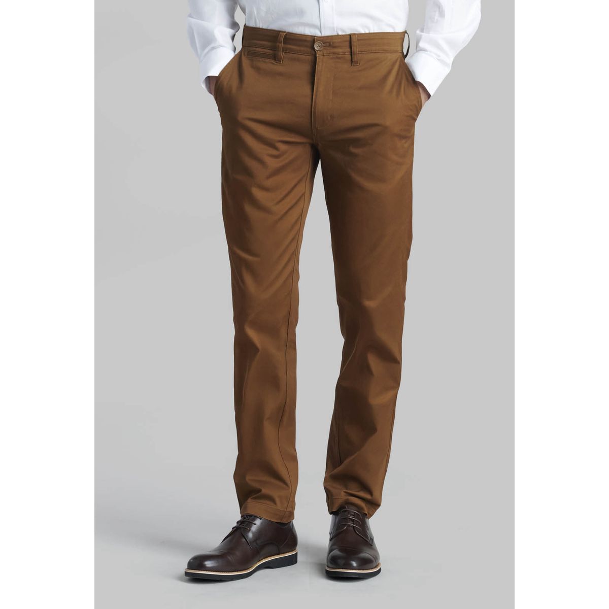 FEROUCH - Pantalón Twill Slim /33 Café Ferouch