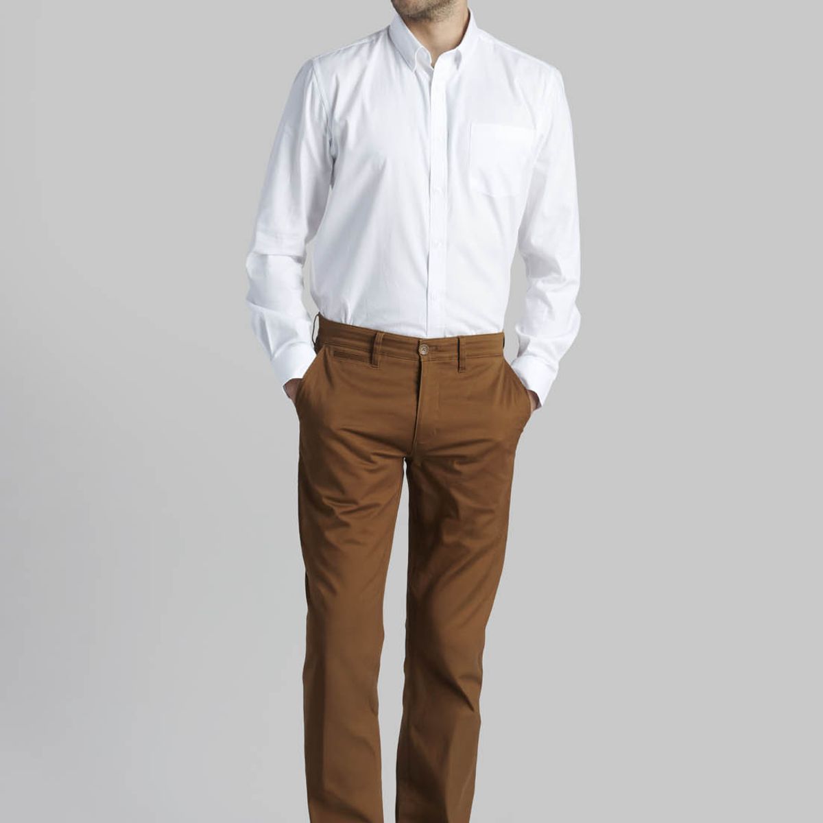 FEROUCH - Pantalón Twill Slim /33 Café Ferouch