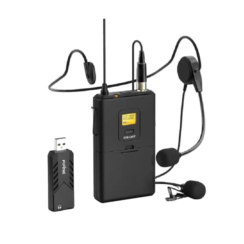 FIFINE - Microfono USB inalambrico de solapa Fifine K031B - Negro