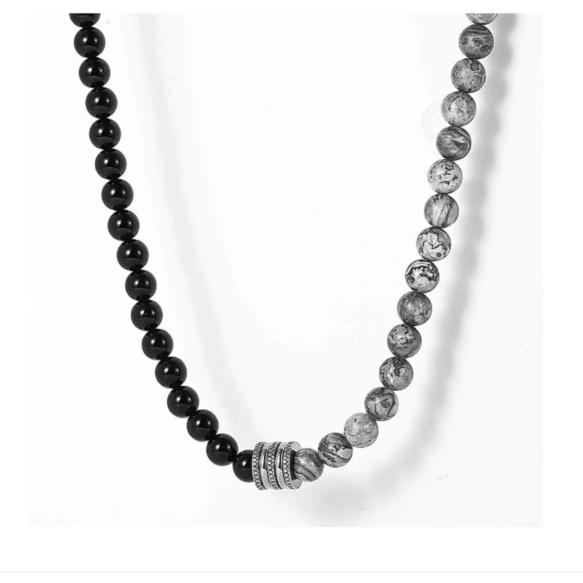GENERICO - Collar Piedra Onix And Grey Hombre Moda Royal Madriz
