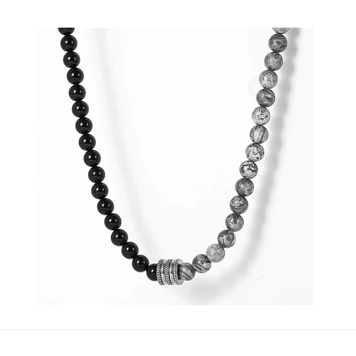 GENERICO - Collar Piedra Onix And Grey Hombre Moda Royal Madriz