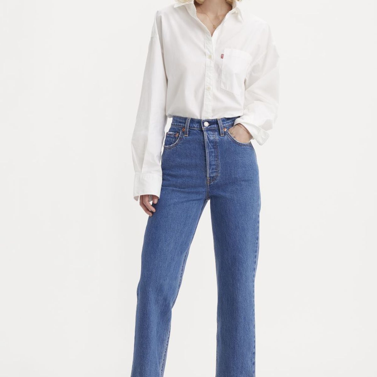 LEVIS - Jeans Mujer Ribcage Straight Ankle Celeste Levis