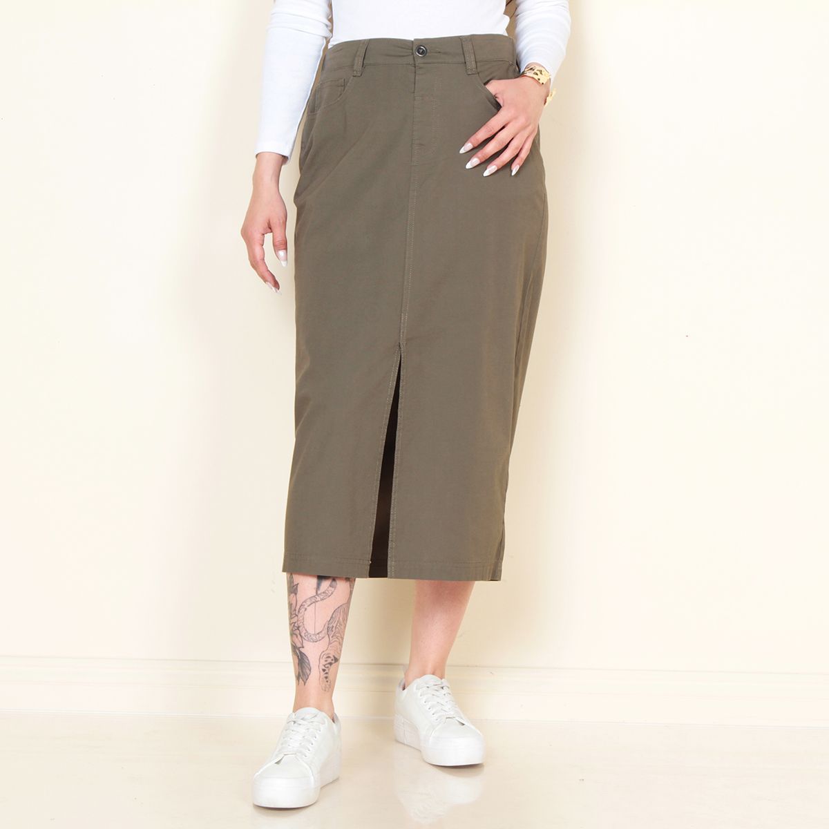 WADOS - FALDA CARGO SOLIDO PRETINA BASICA 1 BOTON