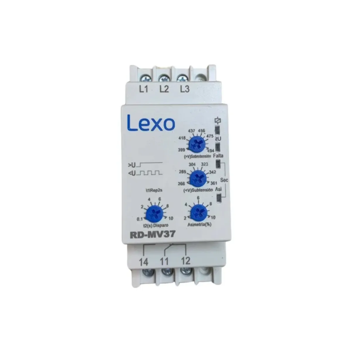 LEXO - Rele de Asimetria Monitor de Voltaje Trifasico 1NO + 1NC RD-MV37 - Lexo