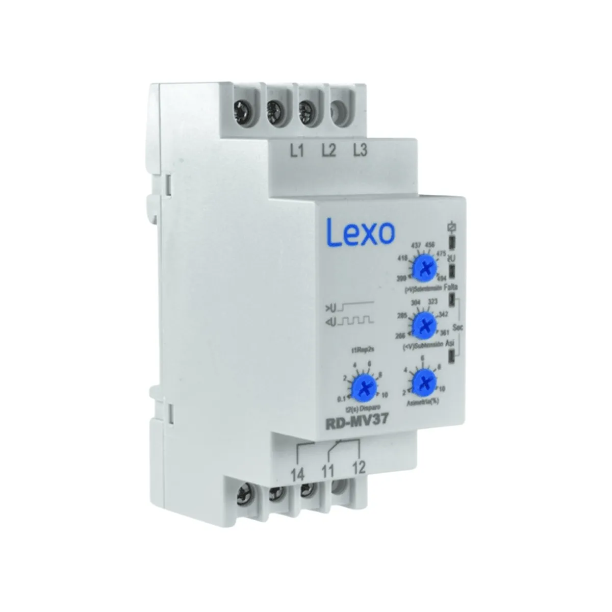 LEXO - Rele de Asimetria Monitor de Voltaje Trifasico 1NO + 1NC RD-MV37 - Lexo