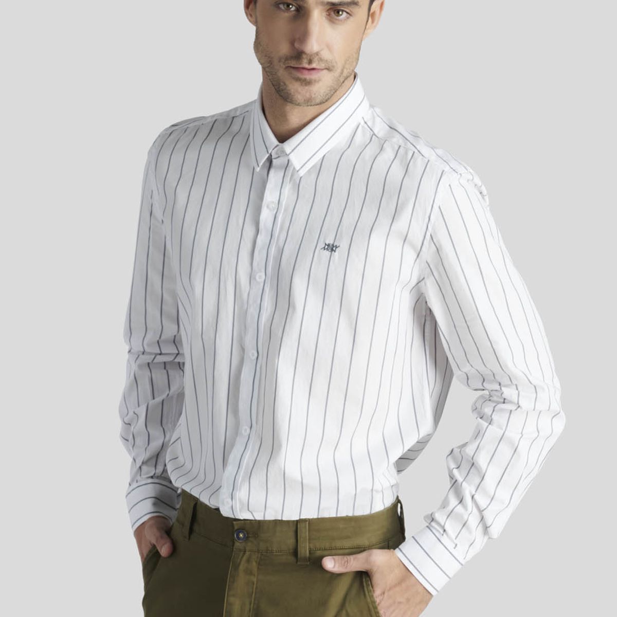 NEW MAN - Camisa Vilna Heritage Gris New Man