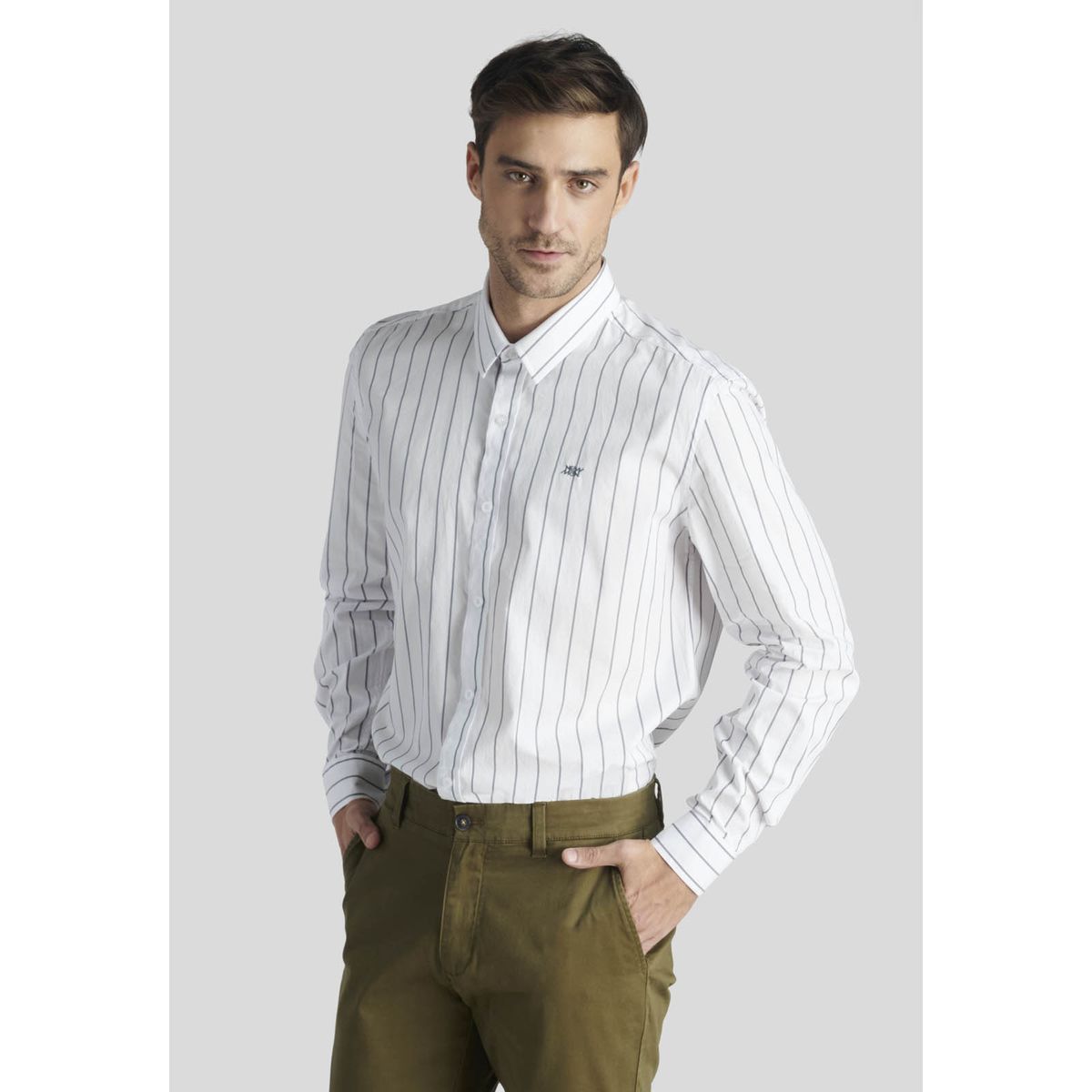 NEW MAN - Camisa Vilna Heritage Gris New Man