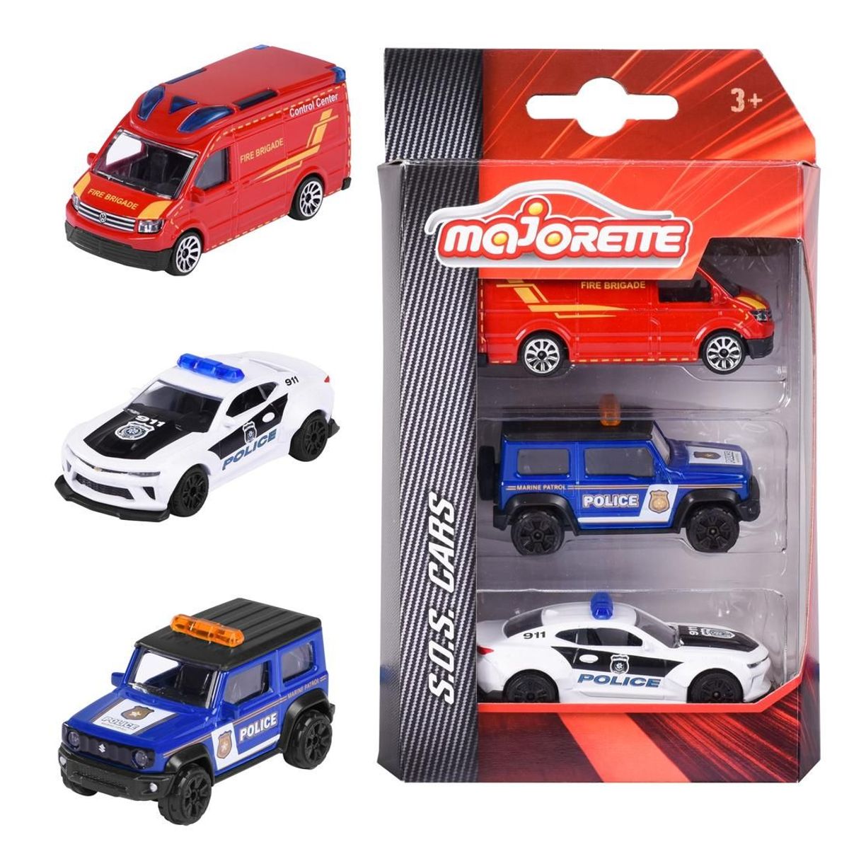 MAJORETTE - Set 3 Pieces Autos Colección Majorette S.O.S