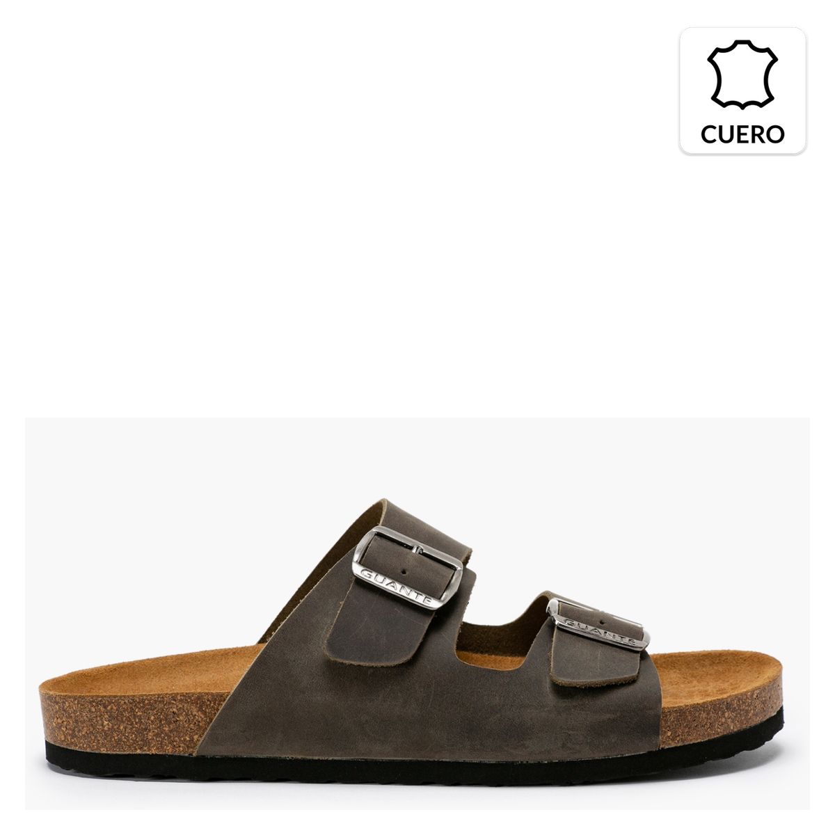 GUANTE - Sandalia Hombre Cuero Gris Guante