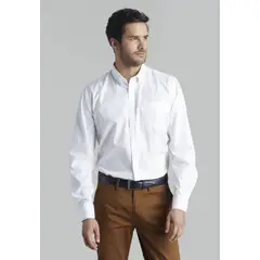 FEROUCH - Camisa Oxford Smart Casual Blanco