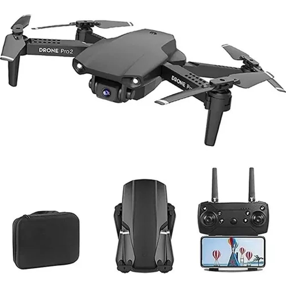 GENERICO - Dron con doble cámara ajustable FPV plegable negro