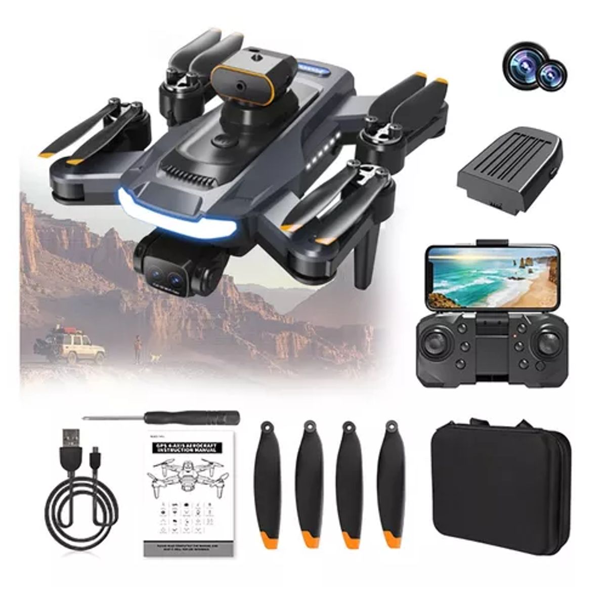 GENERICO - Drone 8k Cámara 5ghz 2 Batería Anti-obstáculos Giro 360