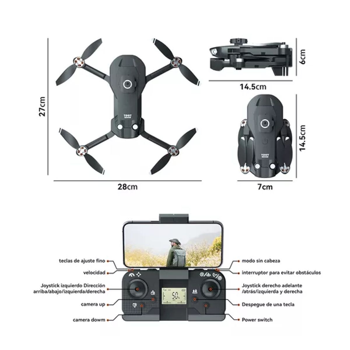 GENERICO - Mini Drone 4k Drones Con Camara Control De Dron Fpv Wifi