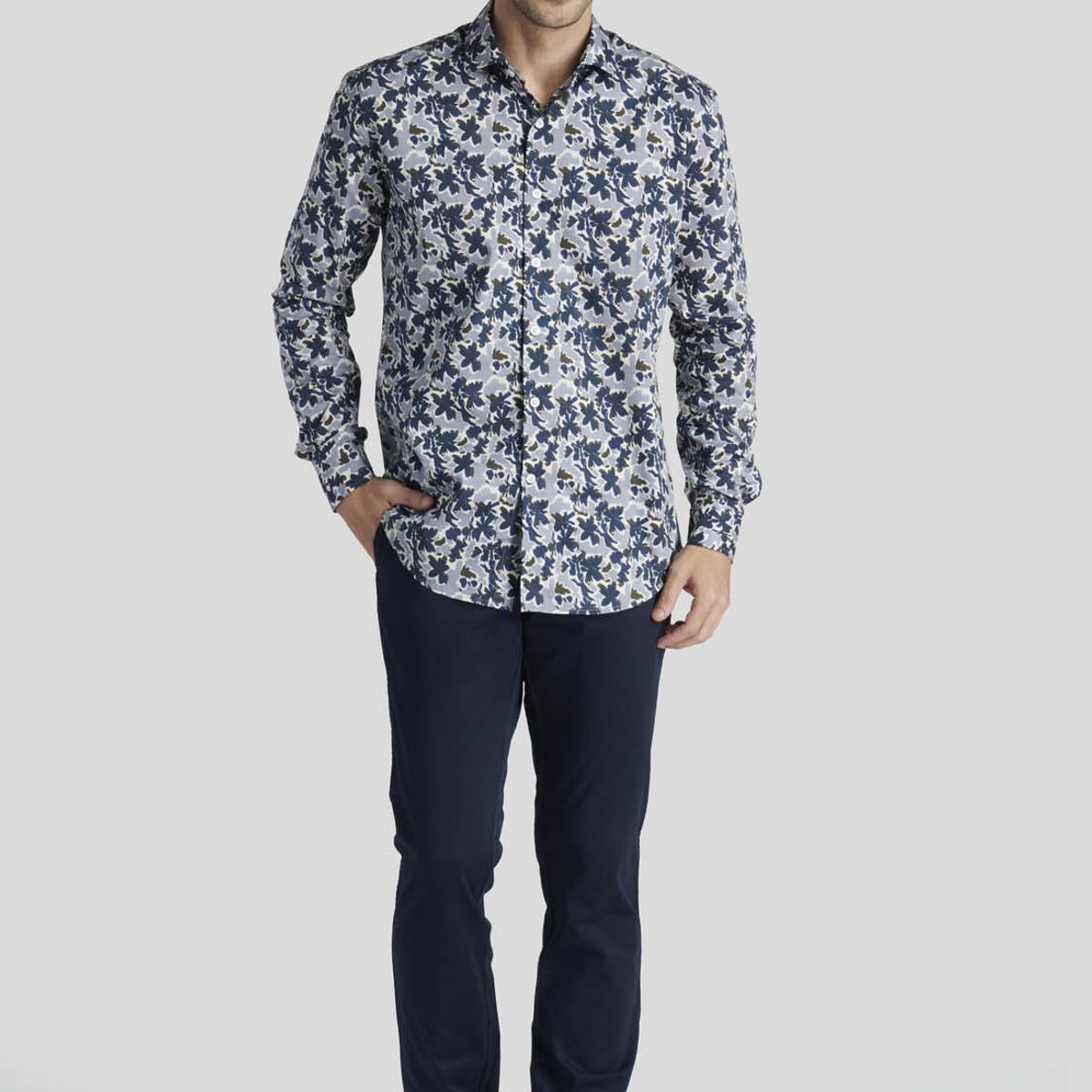 NEW MAN - Camisa Newport Avant-Garde Azul New Man