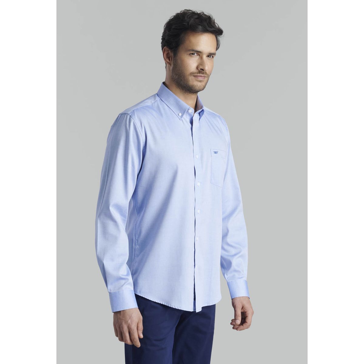 FEROUCH - Camisa Oxford Smart Casual Azul Ferouch