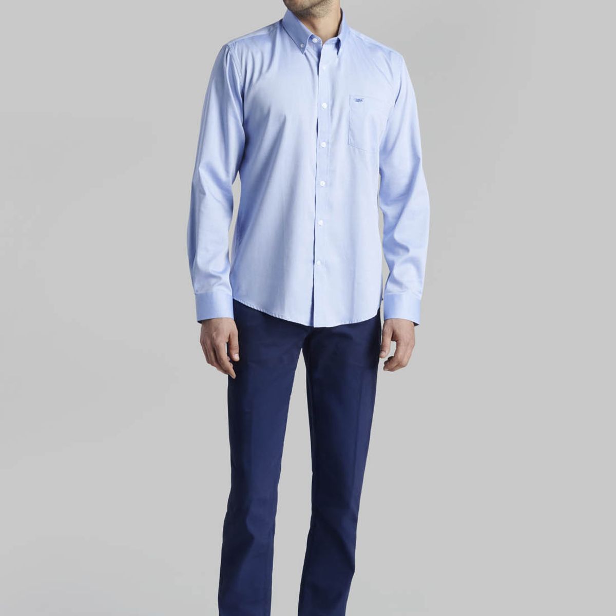 FEROUCH - Camisa Oxford Smart Casual Azul Ferouch