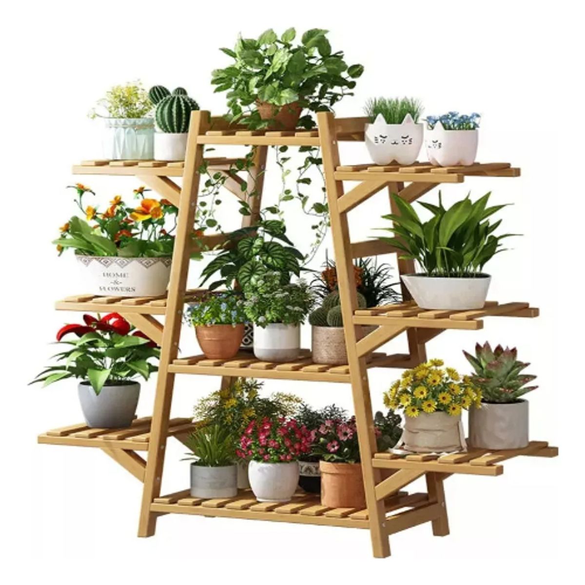 GENERICO - Exhibición Macetero De Bambú Con 9 Repisas Madera
