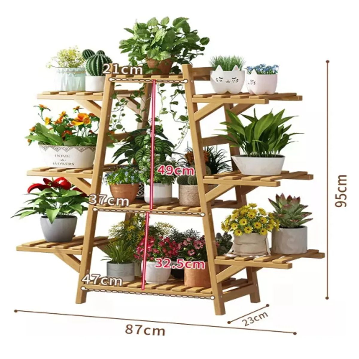 GENERICO - Exhibición Macetero De Bambú Con 9 Repisas Madera