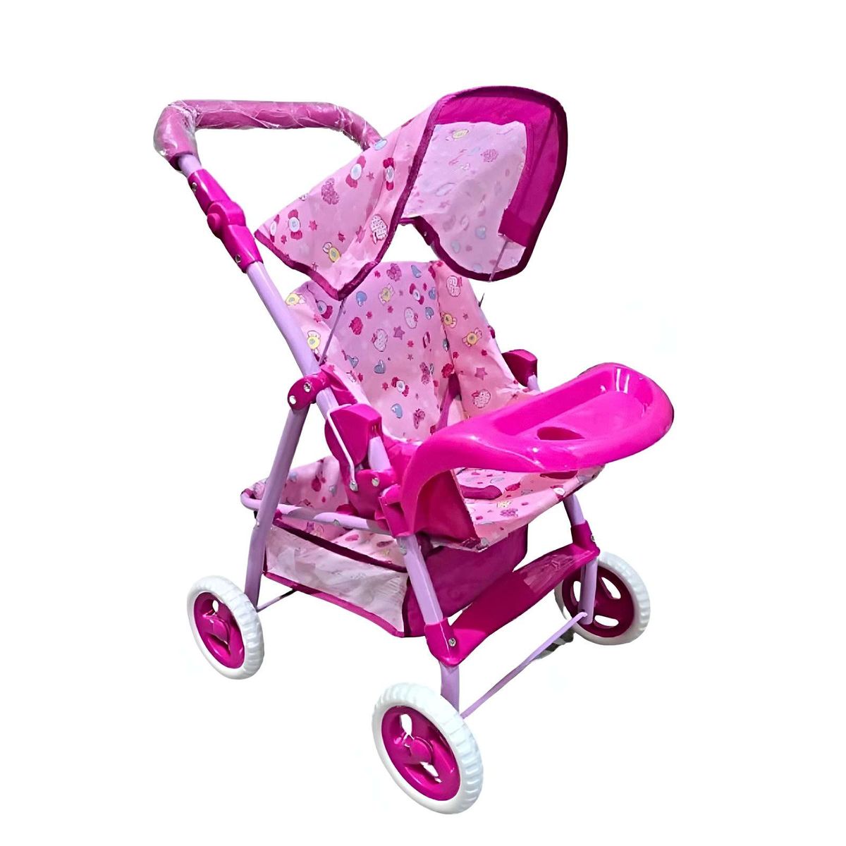 GENERICO - COCHE SIMPLE METALICO GRANDE DISEÑO ROSADO