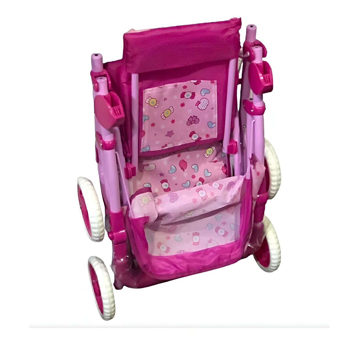 GENERICO - COCHE SIMPLE METALICO GRANDE DISEÑO ROSADO