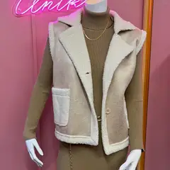 UNIK'S - Chaqueta Aviadora Mujer Sin Mangas Forrada corderito