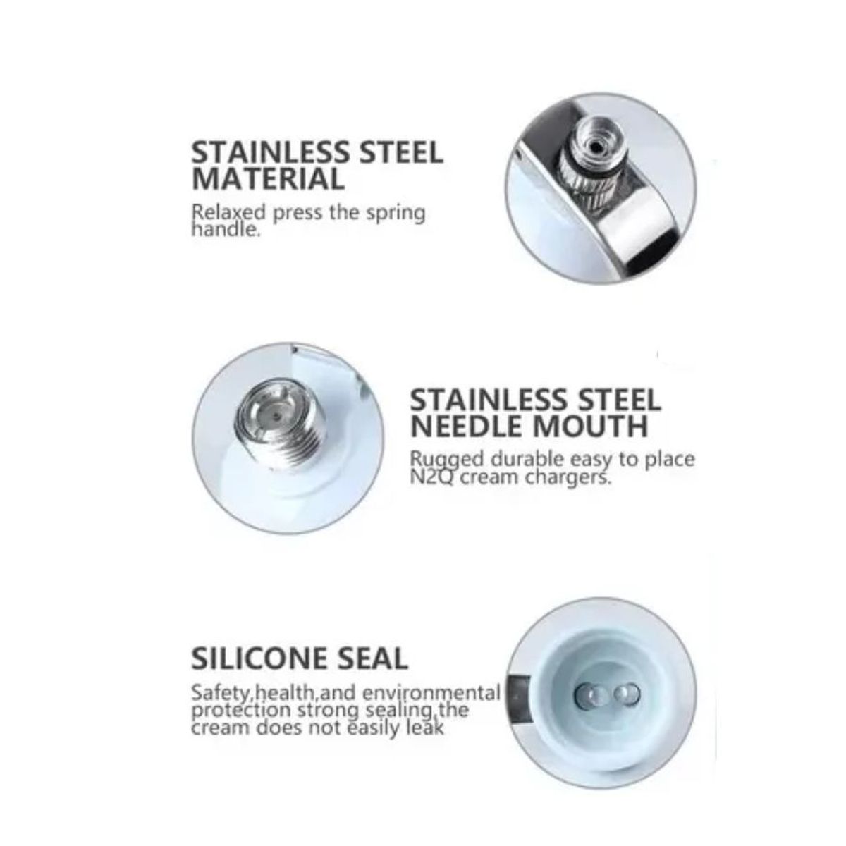 GENERICO - Sifón Crema Batida Dispensador Chantilly De Acero Inox 500ml