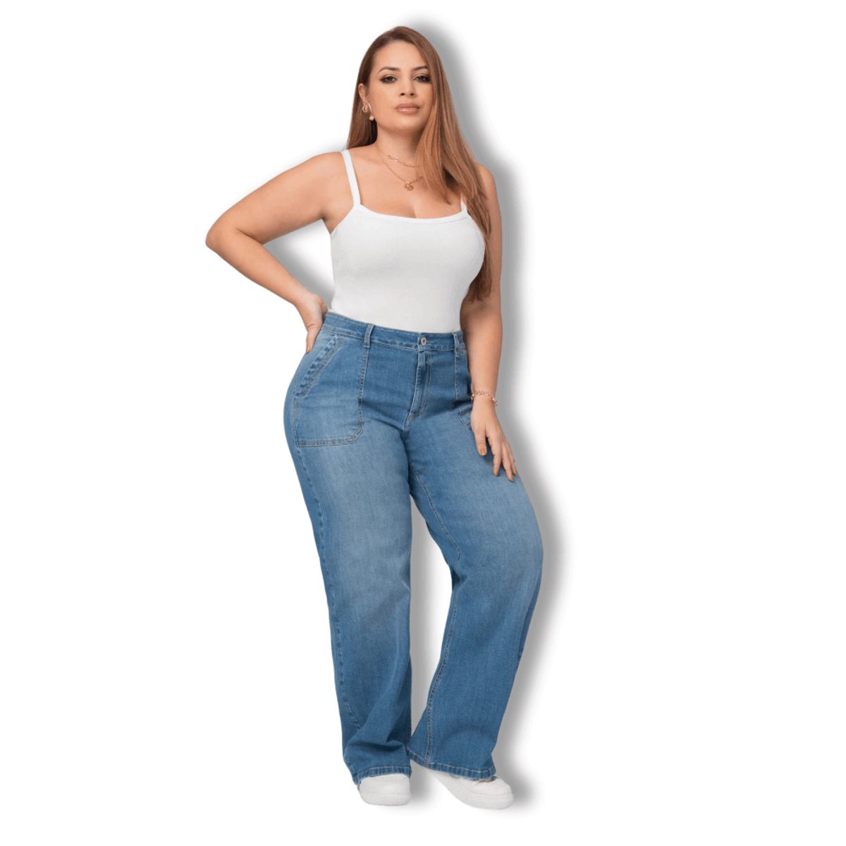 TRUCCOS JEANS - Jeans Wide Leg Mujer Azul Claro Talla Grande  P22107834
