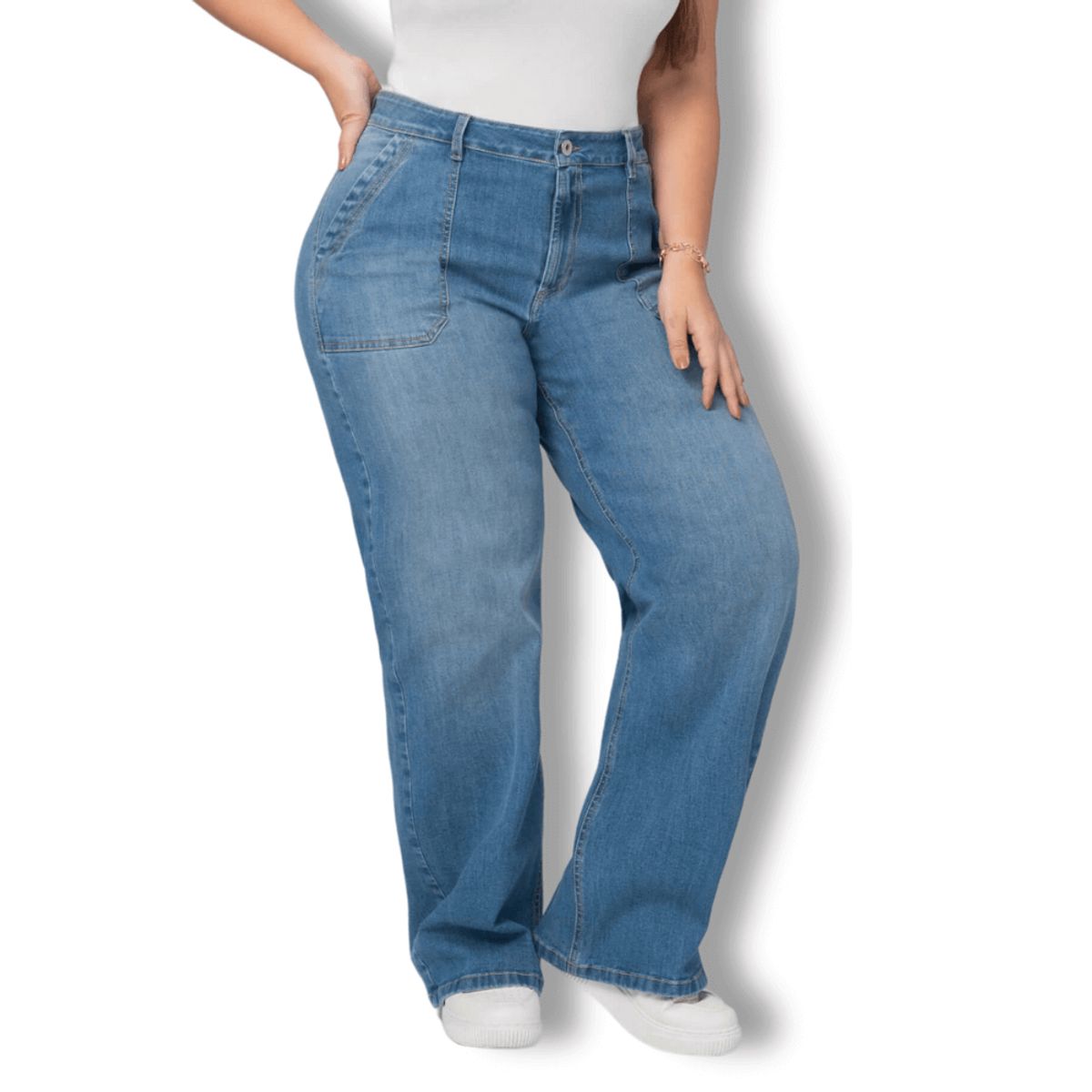 TRUCCOS JEANS - Jeans Wide Leg Mujer Azul Claro Talla Grande  P22107834