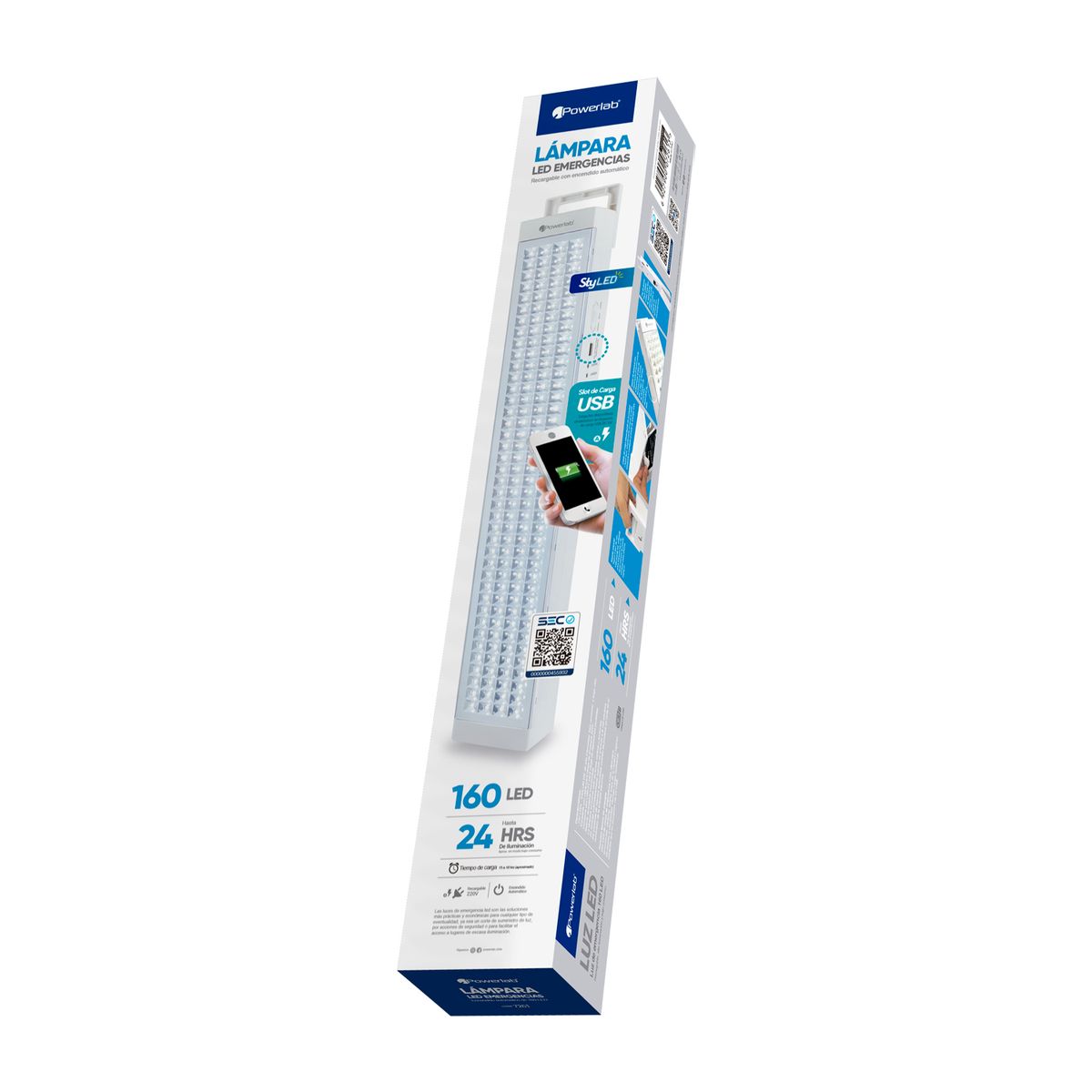 MLAB - Lampara de Emergencia Recargable 160 LED 24Hrs con Powerbank