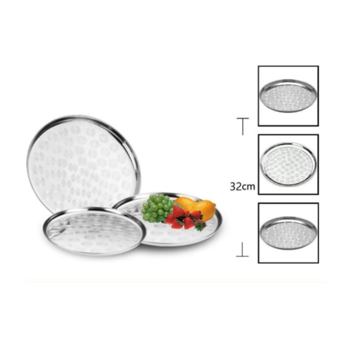 GENERICO - Bandeja Disco Acero Inoxidable 32 Cm Redondo Cocina