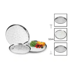 GENERICO - Bandeja Disco Acero Inoxidable 32 Cm Redondo Cocina