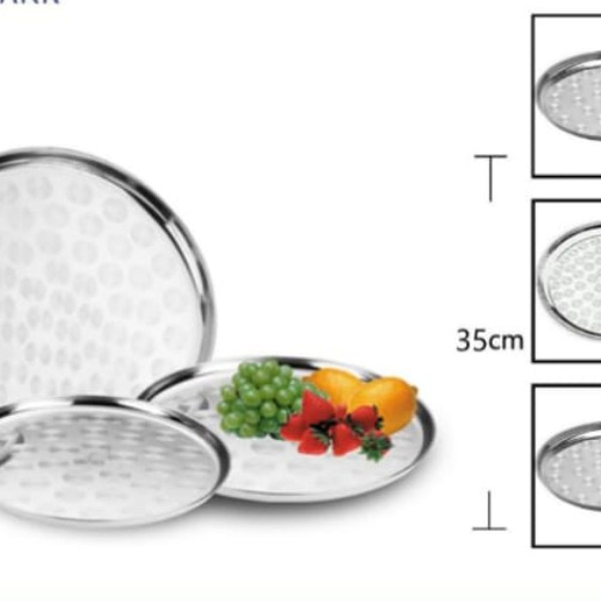 GENERICO - Bandeja Disco Acero Inoxidable 35 Cm Redondo Cocina