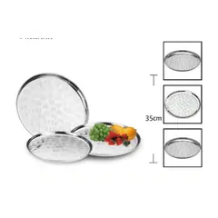 GENERICO - Bandeja Disco Acero Inoxidable 35 Cm Redondo Cocina