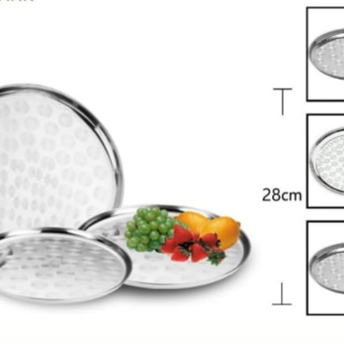 GENERICO - Bandeja Disco Acero Inoxidable 28 Cm Redondo Cocina
