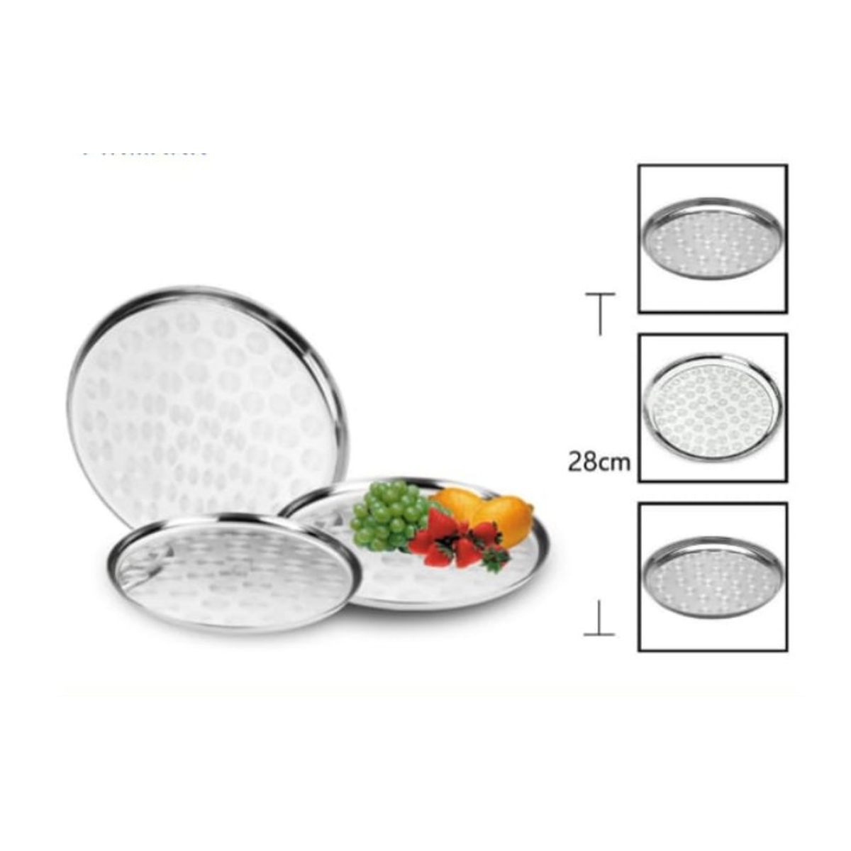 GENERICO - Bandeja Disco Acero Inoxidable 28 Cm Redondo Cocina
