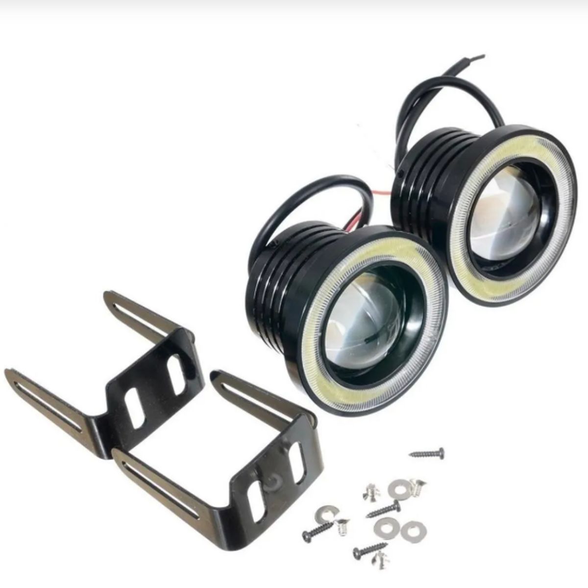GENERICO - Focos Neblineros Led Ojos De Ángel PAR DE  89mm Blanco + Blanco