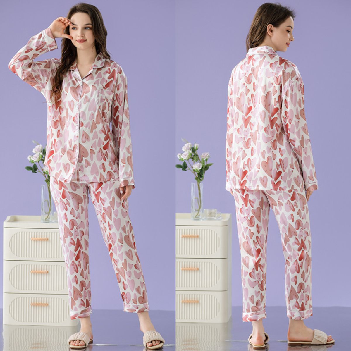 VELVET - Pijama Luciana Corazones Mujer