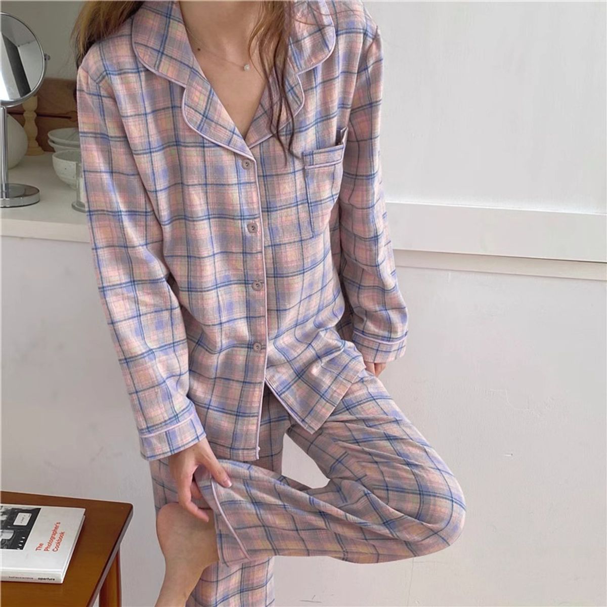 VELVET - Piajama Chiara Cuadrille Lila Mujer