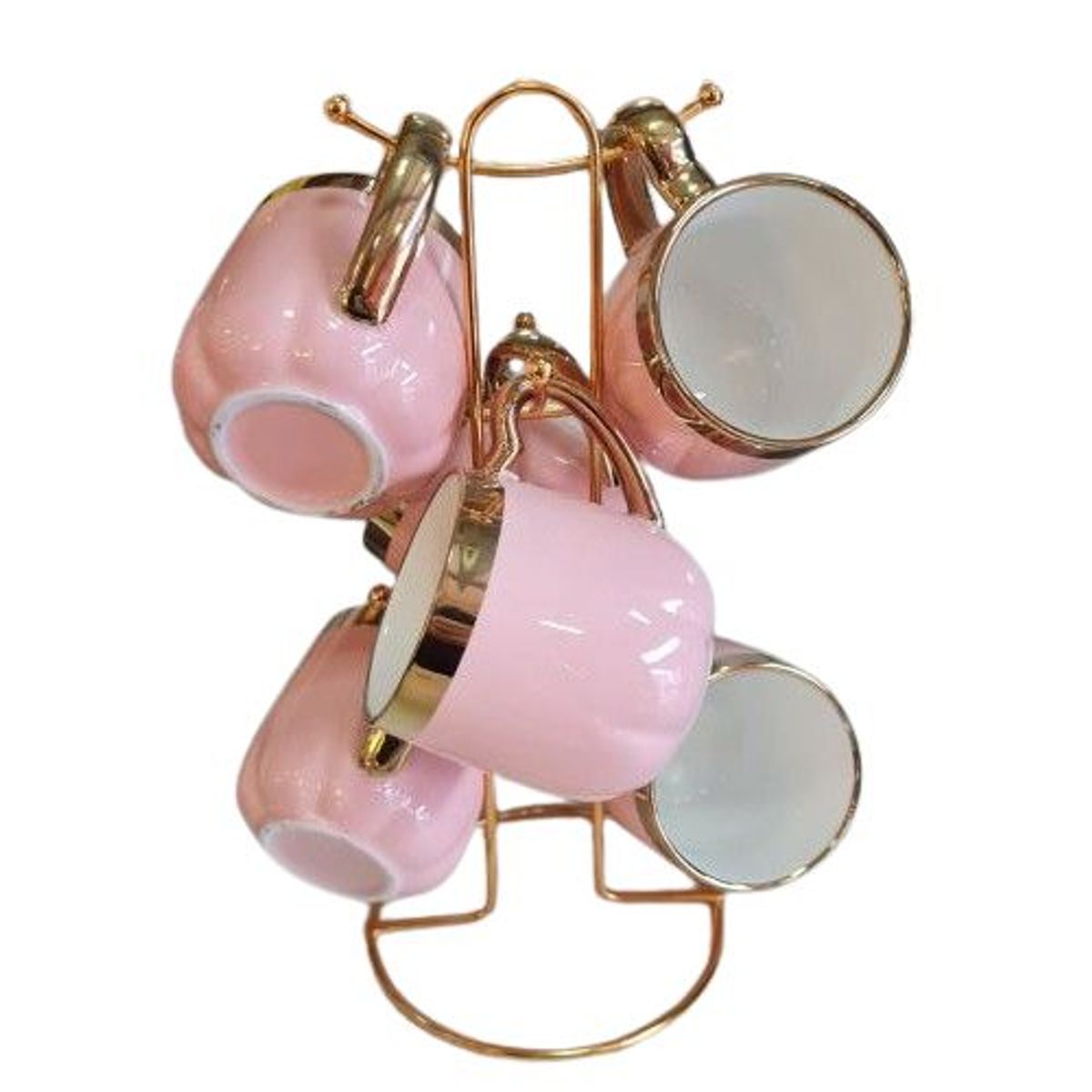 GENERICO - Set 6 Tazas con Atril Pink y Dorado