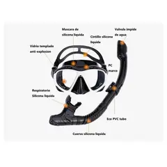 GENERICO - Set Máscara Buceo + Snorkel Junior Antiparras