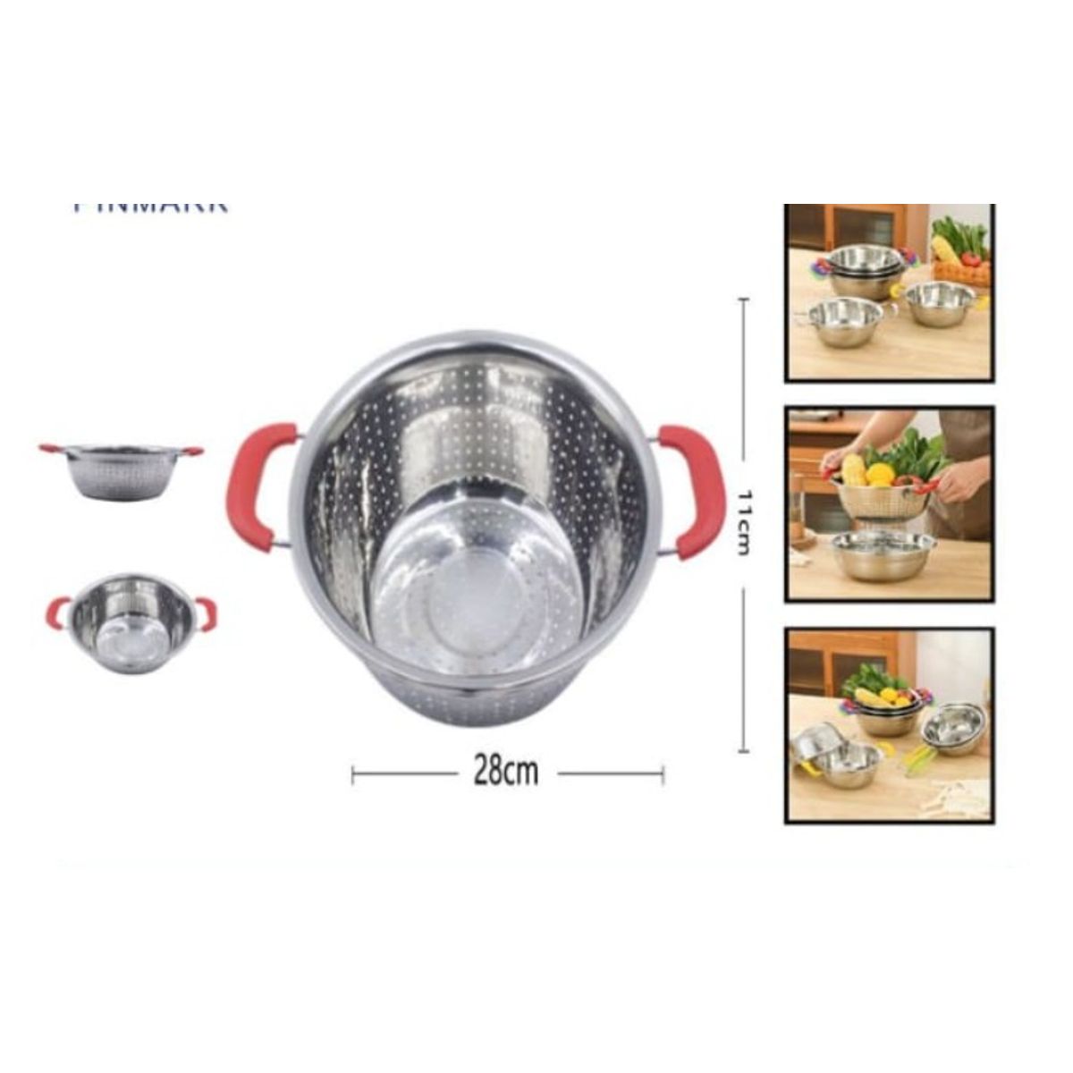 GENERICO - Colador Tamizador Acero Inoxidable 28 Cm Doble Asa