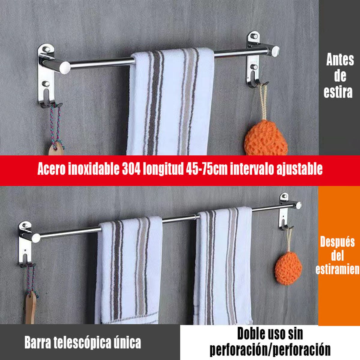 GENERICO - Toallero acero inoxidable 304 toallero rod