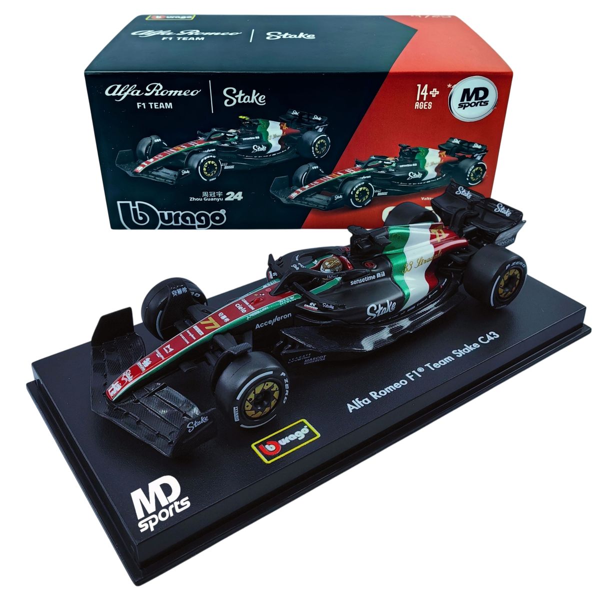 BBURAGO - Auto F1 Alfa Romeo C43 Monza 2023 V. Bottas Caja Acrili 1:43