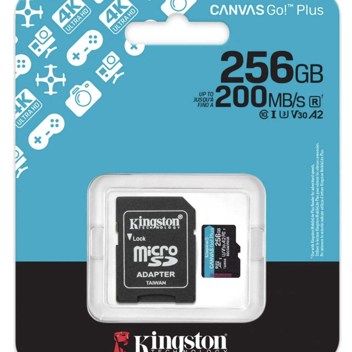 KINGSTON - Memoria Micro SD  Kingston 256 GB Canvas Plus Uhs-i A1 v30 200 Mb/S nueva generacion
