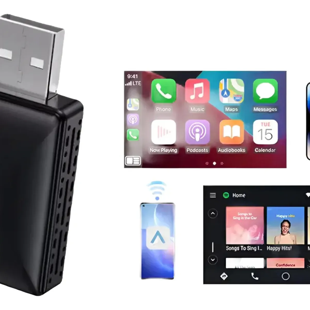 PUREPOWER - Carplay Inalambrico Adaptador Mini 2en1 Iphone Android auto
